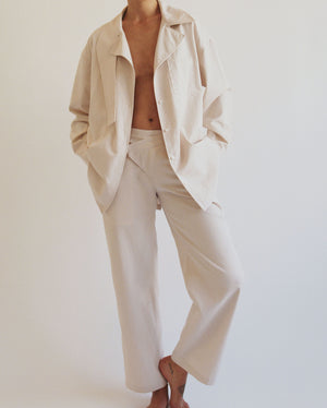 Asymmetrical Oversized Button Down In Cream